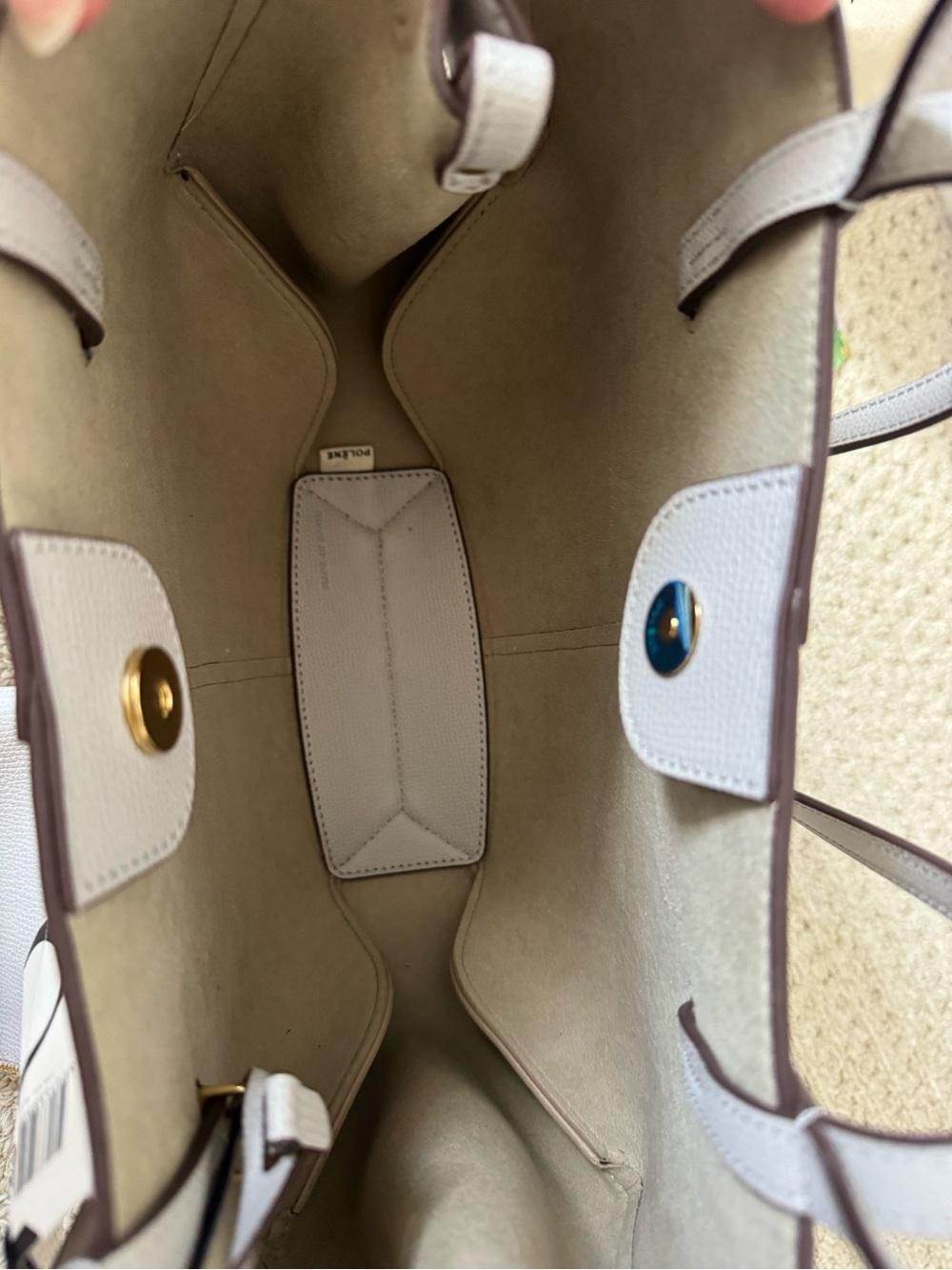 Polene Cyme Mini Tote Mist Pebbled Leather Tote with Matching Pouch nwt - Picture 3 of 6